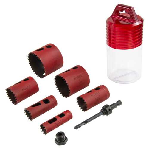 MORSE Bi-Metal 8% Cobalt Holesaw Plumbers Kit  8pc Arbor and Adaptor in Tube