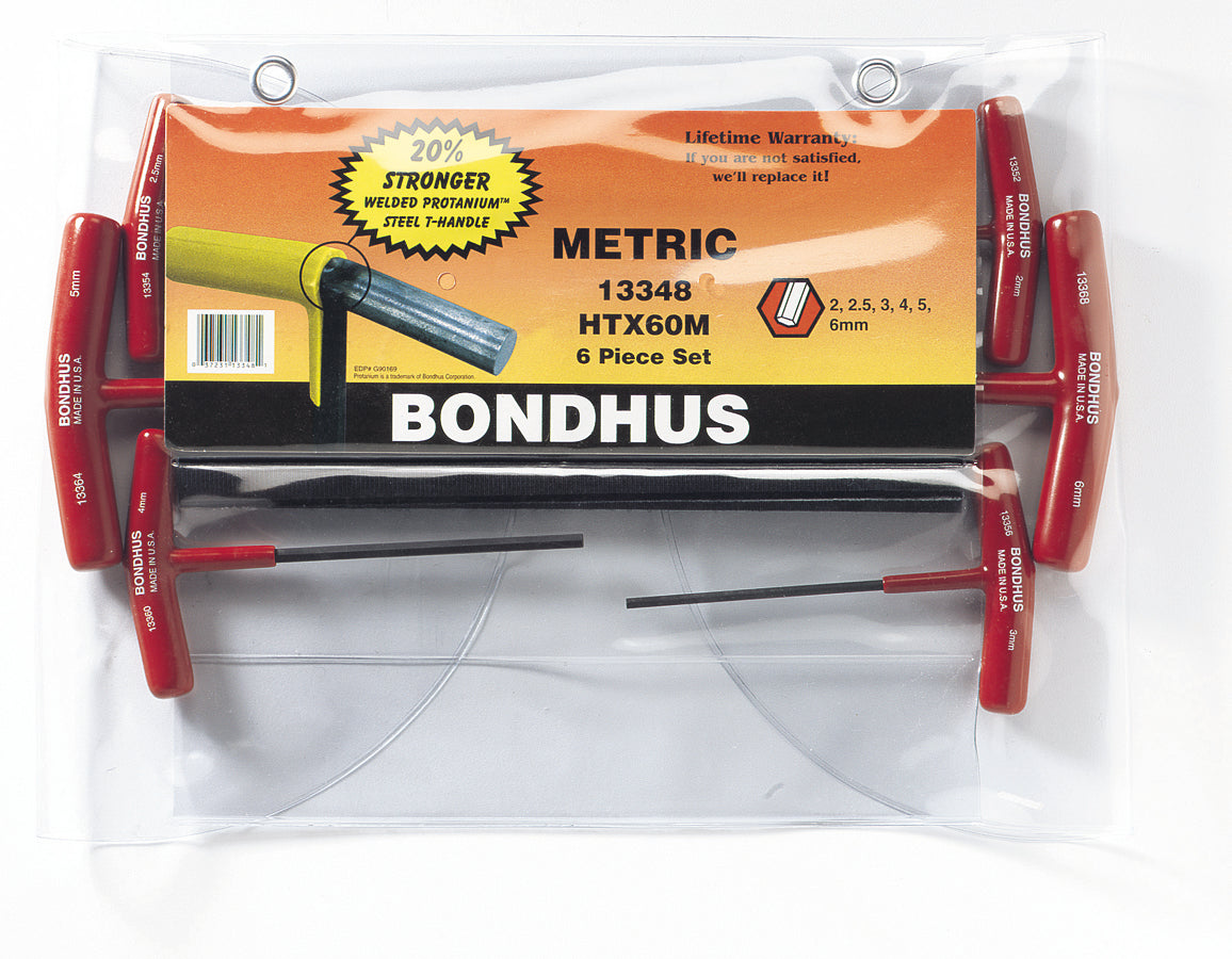 BONDHUS HTX60M T-Handle Hex Driver 6pcs Metric Set 2-6mm, 13348