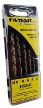 FAMAG 8pcs HSS-Ground Brad Point Drill Bit Set in Plastic Case, 1594838