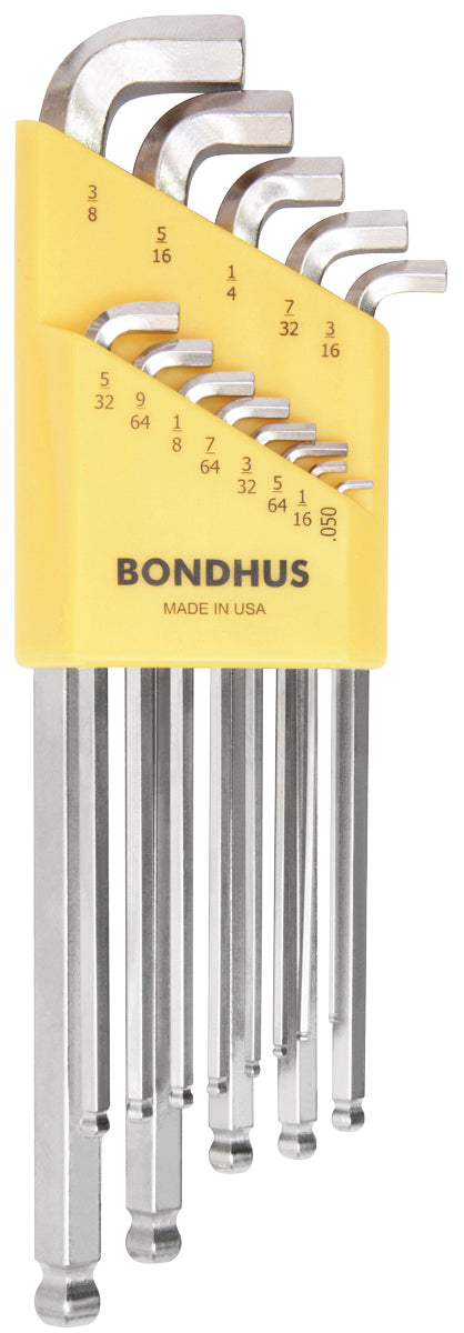 BONDHUS SBLX13B Stubby BriteGuard BallEnd Hex Key 13pcs Set 0.050"-3/8", 16737